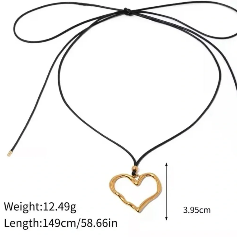 Silver Heart Stainless Steel Waterproof Cord Necklace Choker